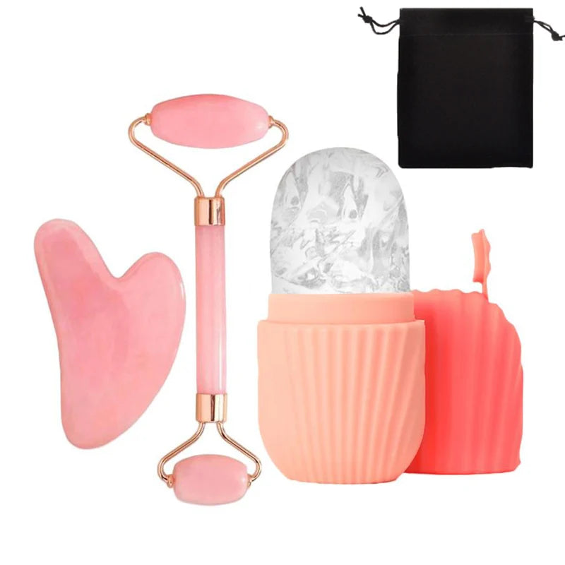 Ice Face Roller & Gua Sha Set – Facial Lifting & Contouring Tool