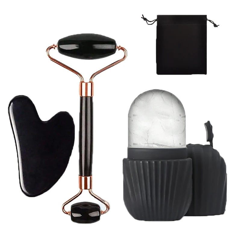 Ice Face Roller & Gua Sha Set – Facial Lifting & Contouring Tool